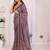 Violet linen printed saree with blouse