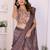 Violet linen printed saree with blouse