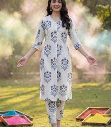 Women Floral Printed Cotton Kurta with Trousers
