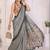 Grey linen printed saree with blouse