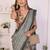 Grey linen printed saree with blouse