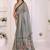 Grey linen printed saree with blouse
