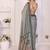 Grey linen printed saree with blouse