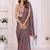 Purple linen striped saree with blouse