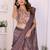 Purple linen striped saree with blouse