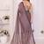 Purple linen striped saree with blouse