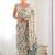 Off white pure georgette printed saree with blouse