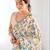 Off white pure georgette printed saree with blouse