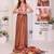 Brown linen printed saree with blouse