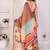 Brown linen printed saree with blouse