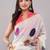 White pure linen printed saree with blouse