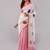 White pure linen printed saree with blouse