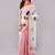 White pure linen printed saree with blouse