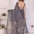 Grey linen checked saree with blouse