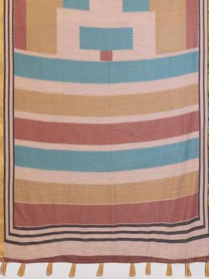 Multicolor linen striped saree with blouse 4