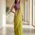 Lime blended cotton solid saree with blouse