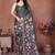 Charcoal linen printed saree with blouse