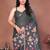 Charcoal linen printed saree with blouse