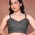 Charcoal linen printed saree with blouse