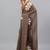 Brown linen printed saree with blouse