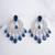 Silver plated blue chandelier drop earrings