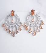 Silver plated light orange chandelier drop earrings