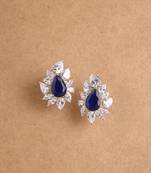 Silver plated navy blue stud earrings