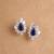 Silver plated navy blue stud earrings