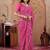 Pink chiffon printed saree with blouse