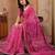 Pink chiffon printed saree with blouse