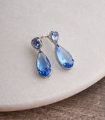 Silver plated blue pear drop earrings
