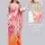 Pink linen printed saree with blouse