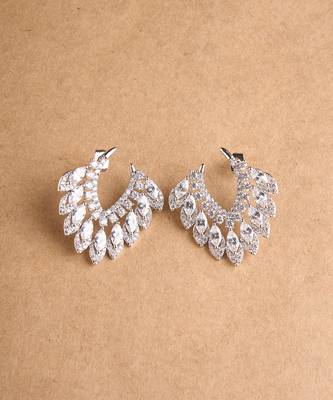 Silver plated diamond stud earrings 1
