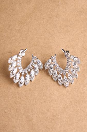 Silver plated diamond stud earrings