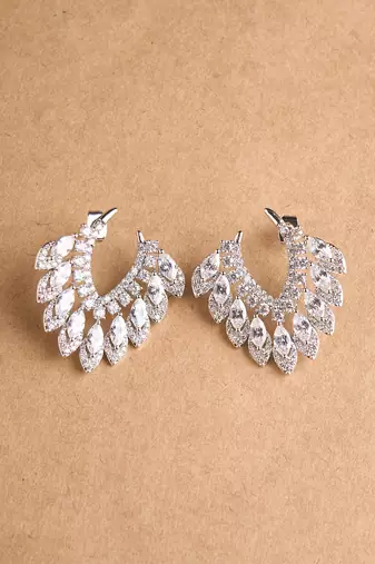 Silver plated diamond stud earrings