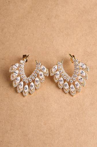 Gold plated diamond stud earrings