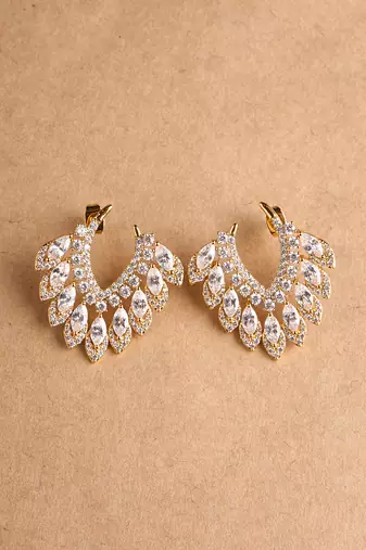 Gold plated diamond stud earrings