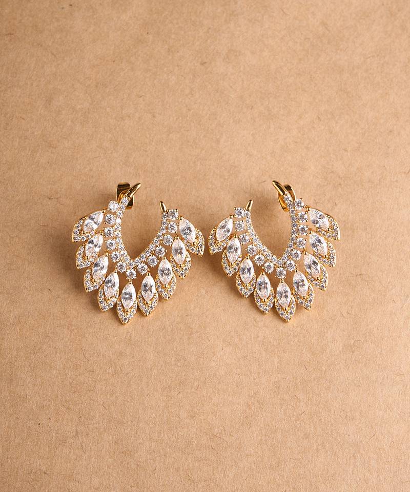 Gold plated diamond stud earrings