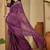 Purple pure georgette striped saree with blouse