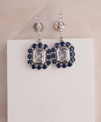 Silver plated dark blue drop earrings 1