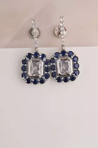 Silver plated dark blue drop earrings
