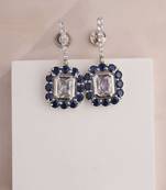 Silver plated dark blue drop earrings