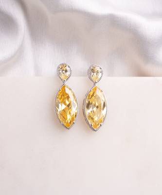 Silver plated yellow gold pear drop earrings 1