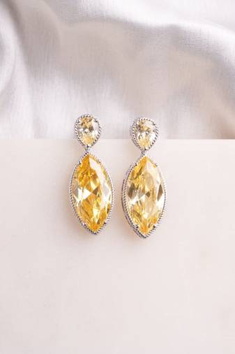 Silver plated yellow gold pear drop earrings