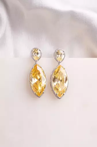 Silver plated yellow gold pear drop earrings