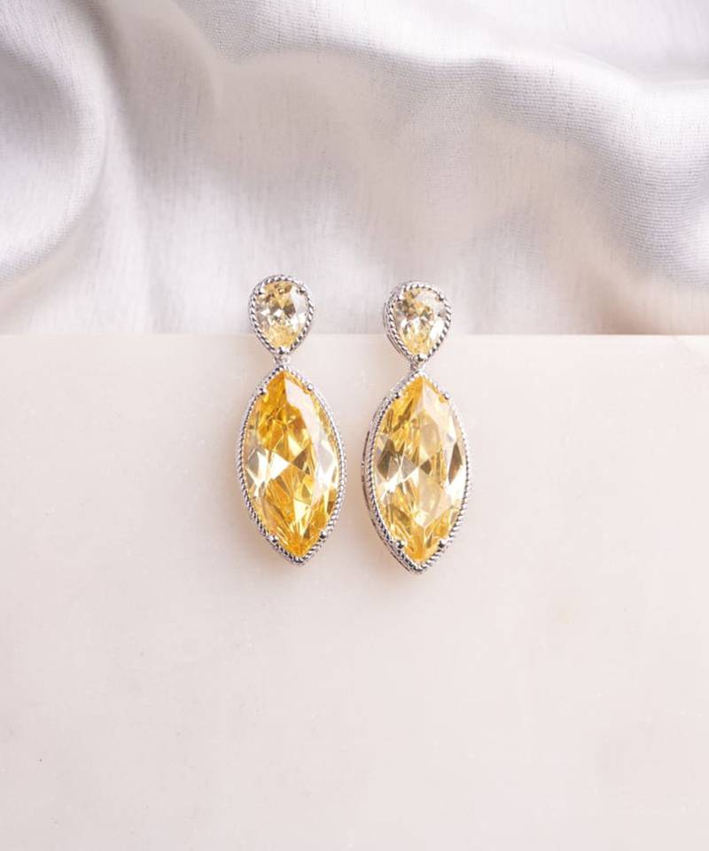 Silver plated yellow gold pear drop earrings