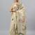 Cream tissue printed saree with blouse