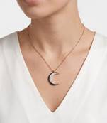 925 Sterling Silver  Rose Gold Crescent Moon Pendant Necklace Set  for Women