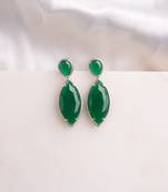 Silver plated emerald green pear drop earrings