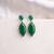 Silver plated emerald green pear drop earrings
